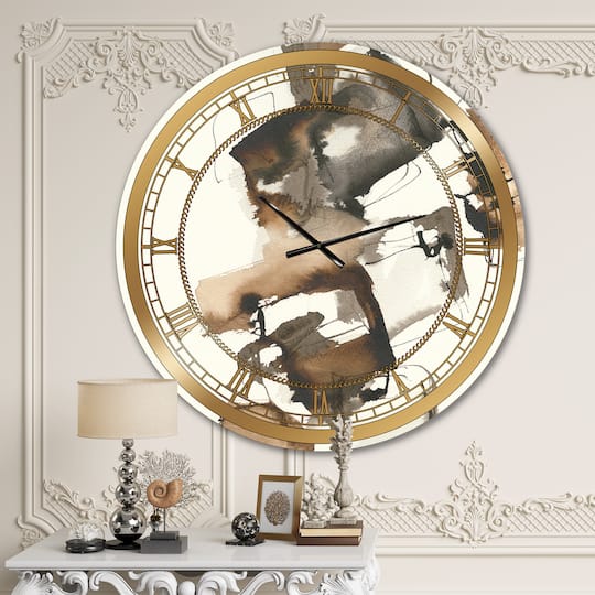 Designart 'Gold Glam Squares Ii Glam Wall Clock